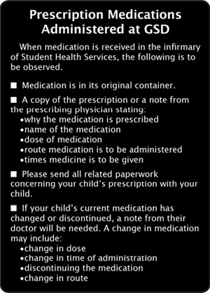 Medication requirements 